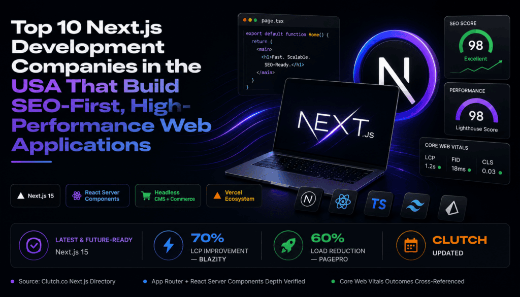 Top 10 Next.js Development Companies in the USA That Build SEO-First, High-Performance Web Applications