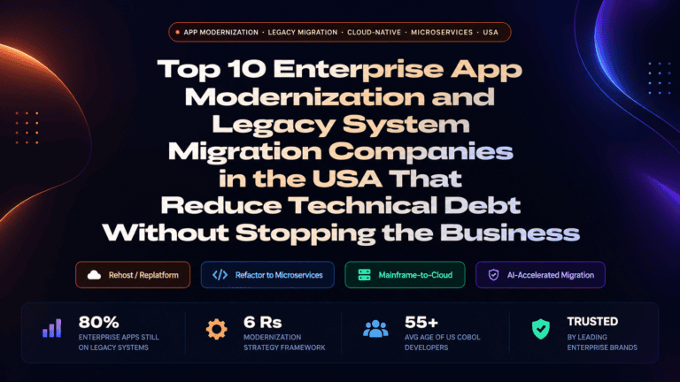 Top 10 Enterprise App Modernization and Legacy System Migration Companies in the USA That Reduce Technical Debt Without Stopping the Business